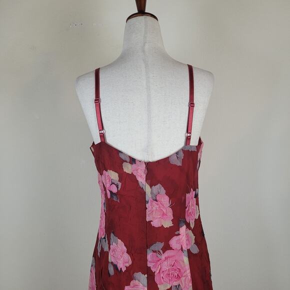 Vintage Necessary Objects Dress Medium Red Floral Fairy Apron Coquette Hi-Lo Y2K - Picture 5 of 11